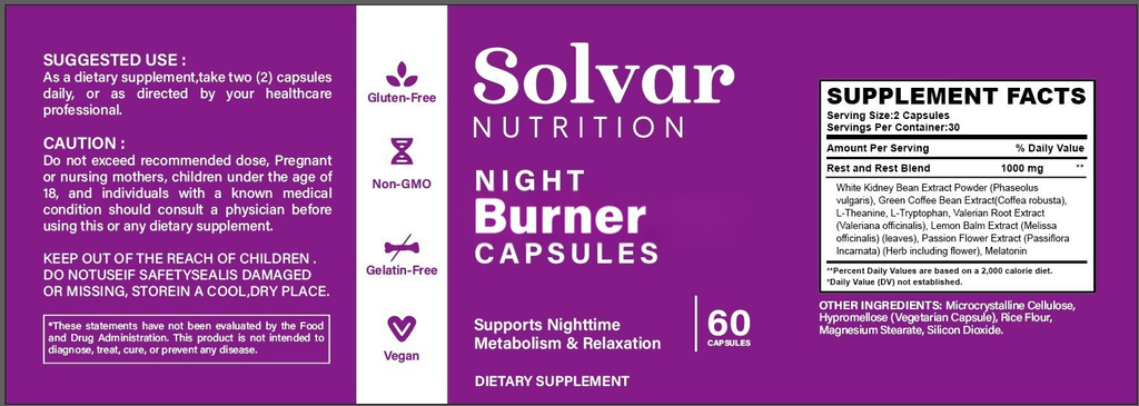 Solvar NightBurner Metabolism Support